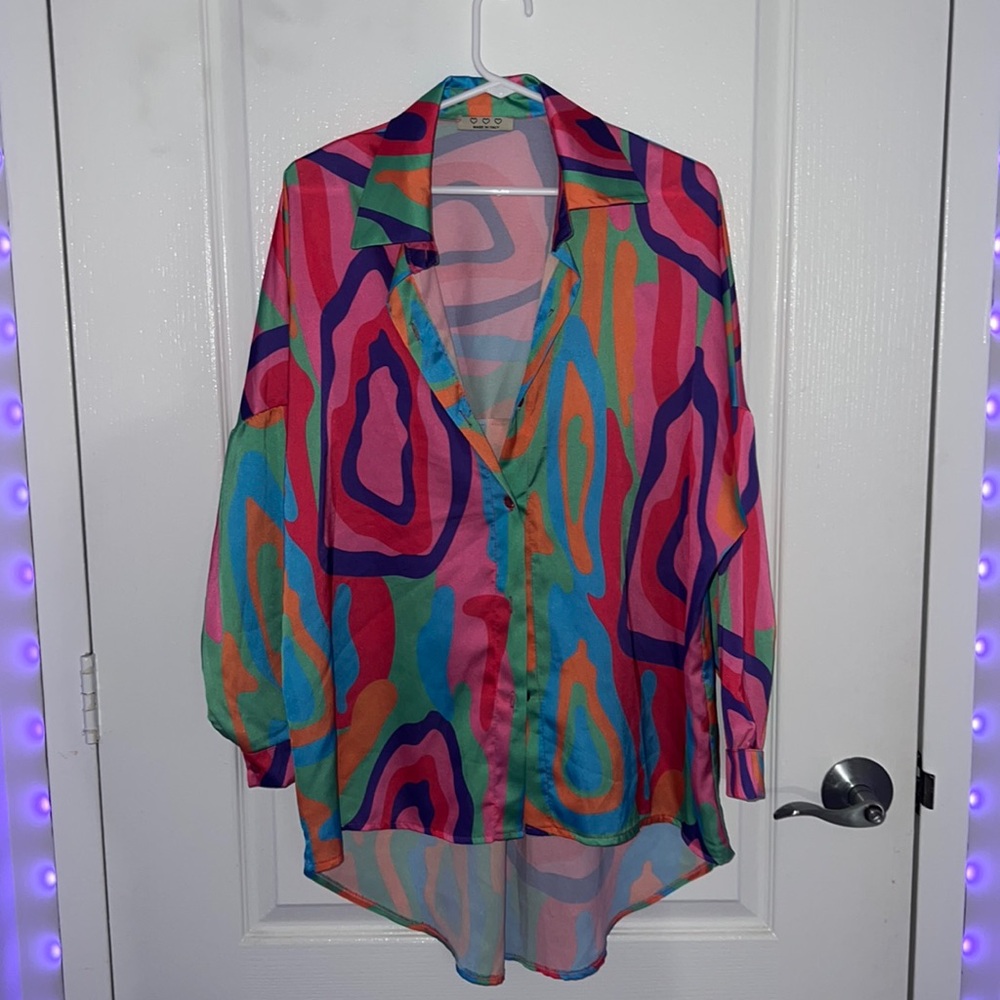 Multi Color Button Down Top